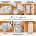Azzurro Printed Cotton Mat And Napkin Set Of 12 Nestasia