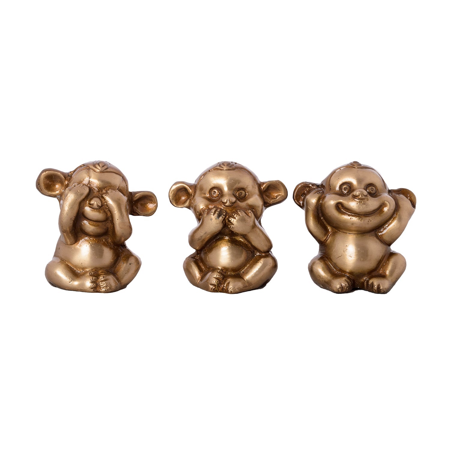 3 Musketeers Monkey Statues Set Brass Animal Figurine Decorative Showpiece Kafalo