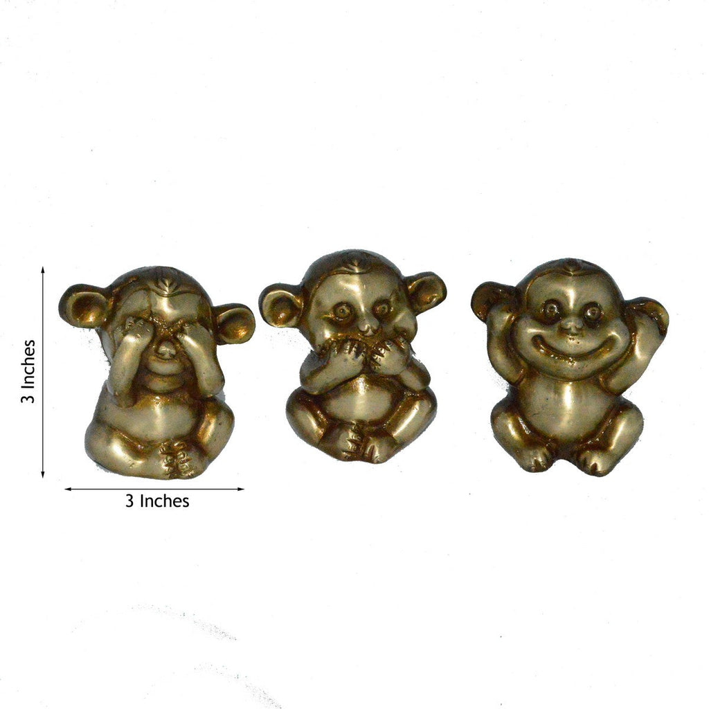 3 Musketeers Monkey Statues Set Brass Animal Figurine Decorative Showpiece Kafalo