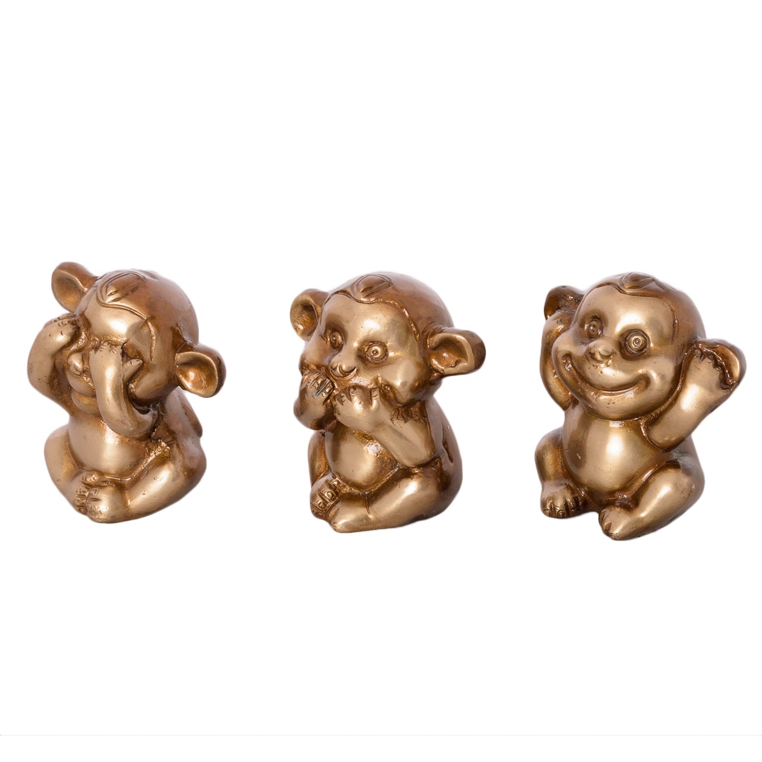 3 Musketeers Monkey Statues Set Brass Animal Figurine Decorative Showpiece Kafalo