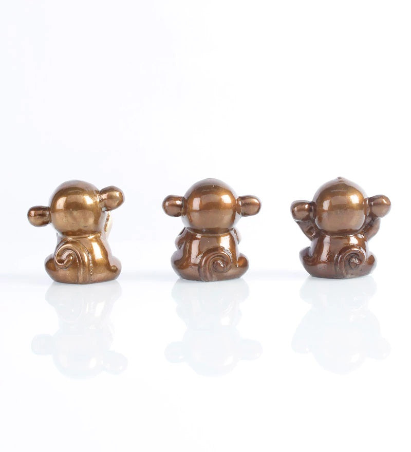 3 Musketeers Monkey Statues Set Brass Animal Figurine Decorative Showpiece Kafalo