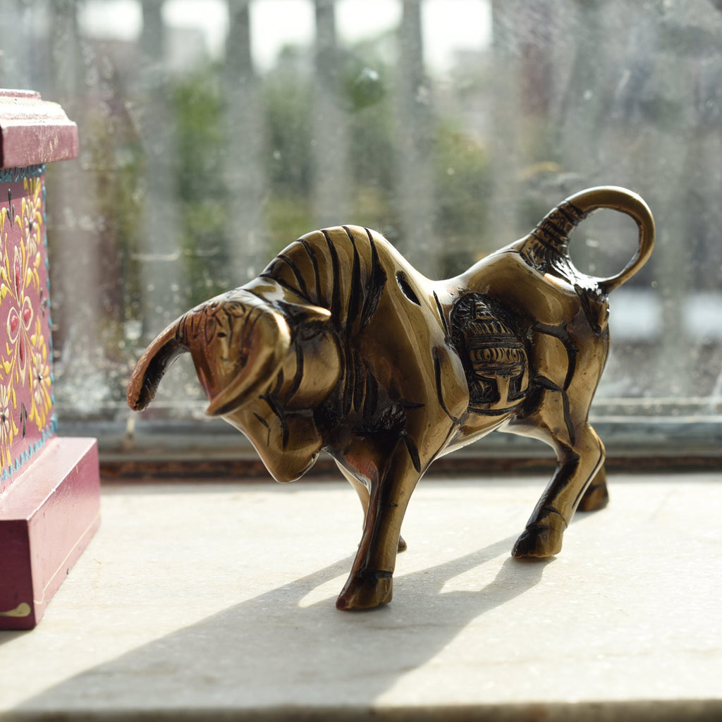 Brass Kamdhenu Cow Sculpture Kafalo