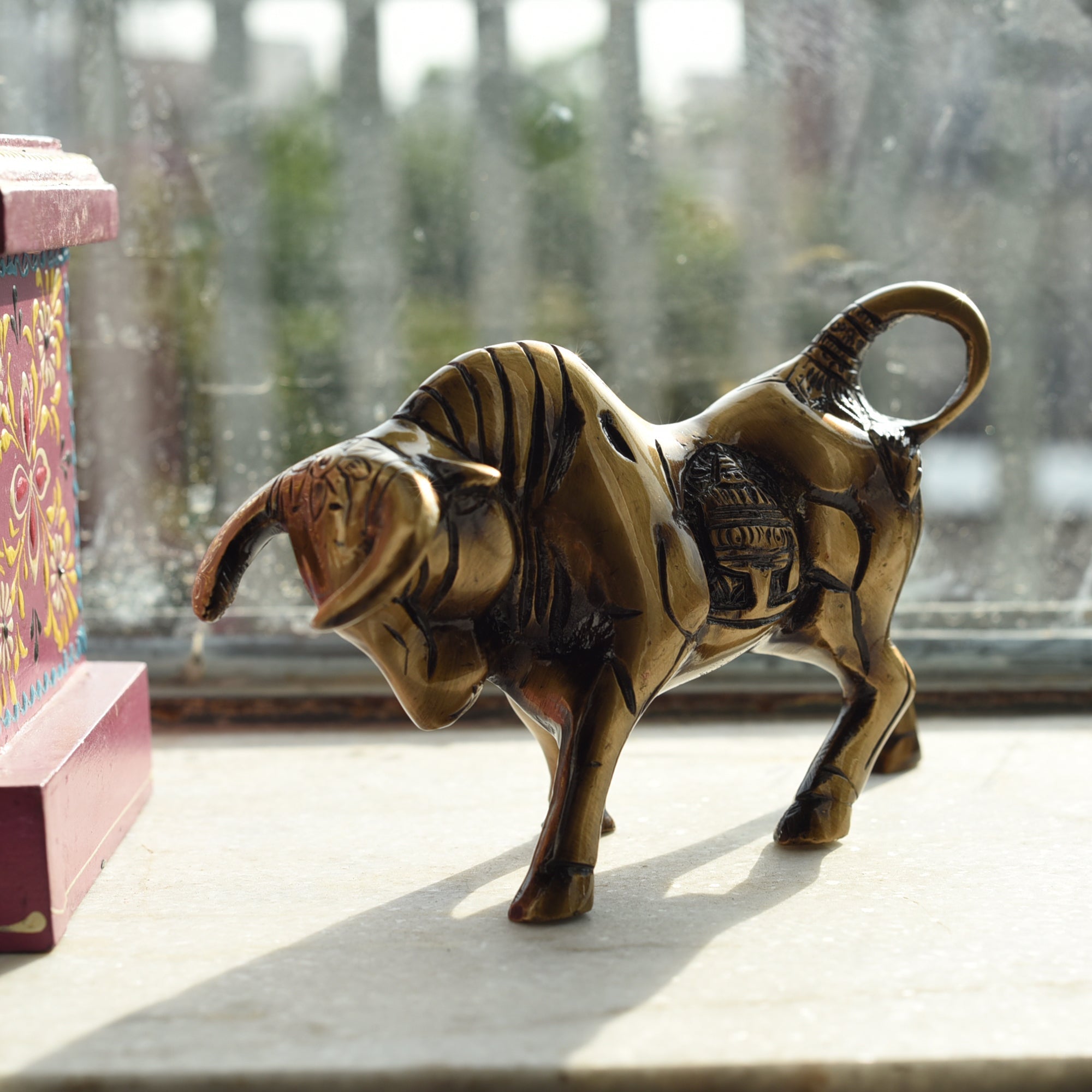 Brass Kamdhenu Cow Sculpture Kafalo