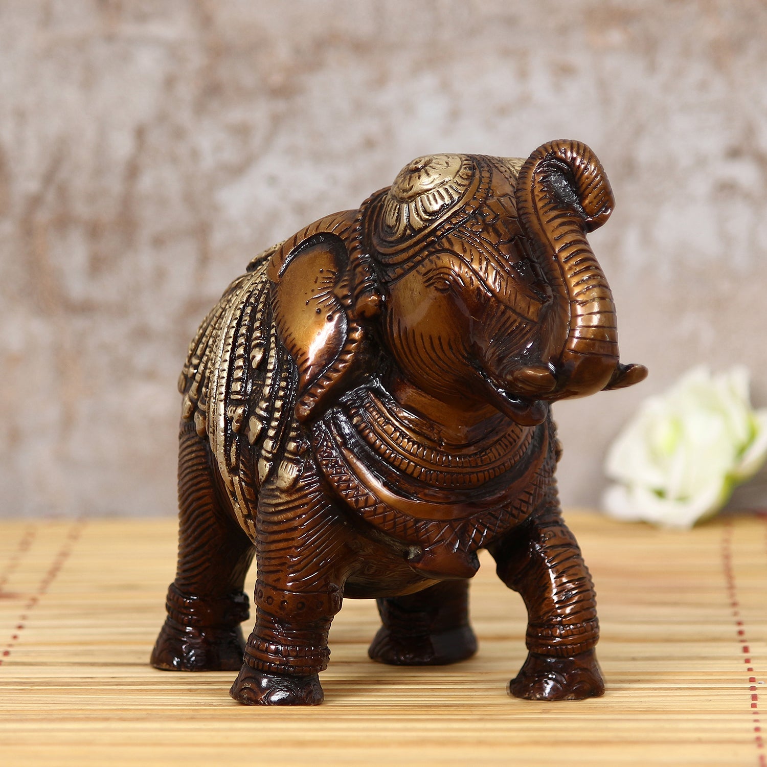 Brown Brass Antique Finish Decorative Elephant statue Animal Figurine Kafalo