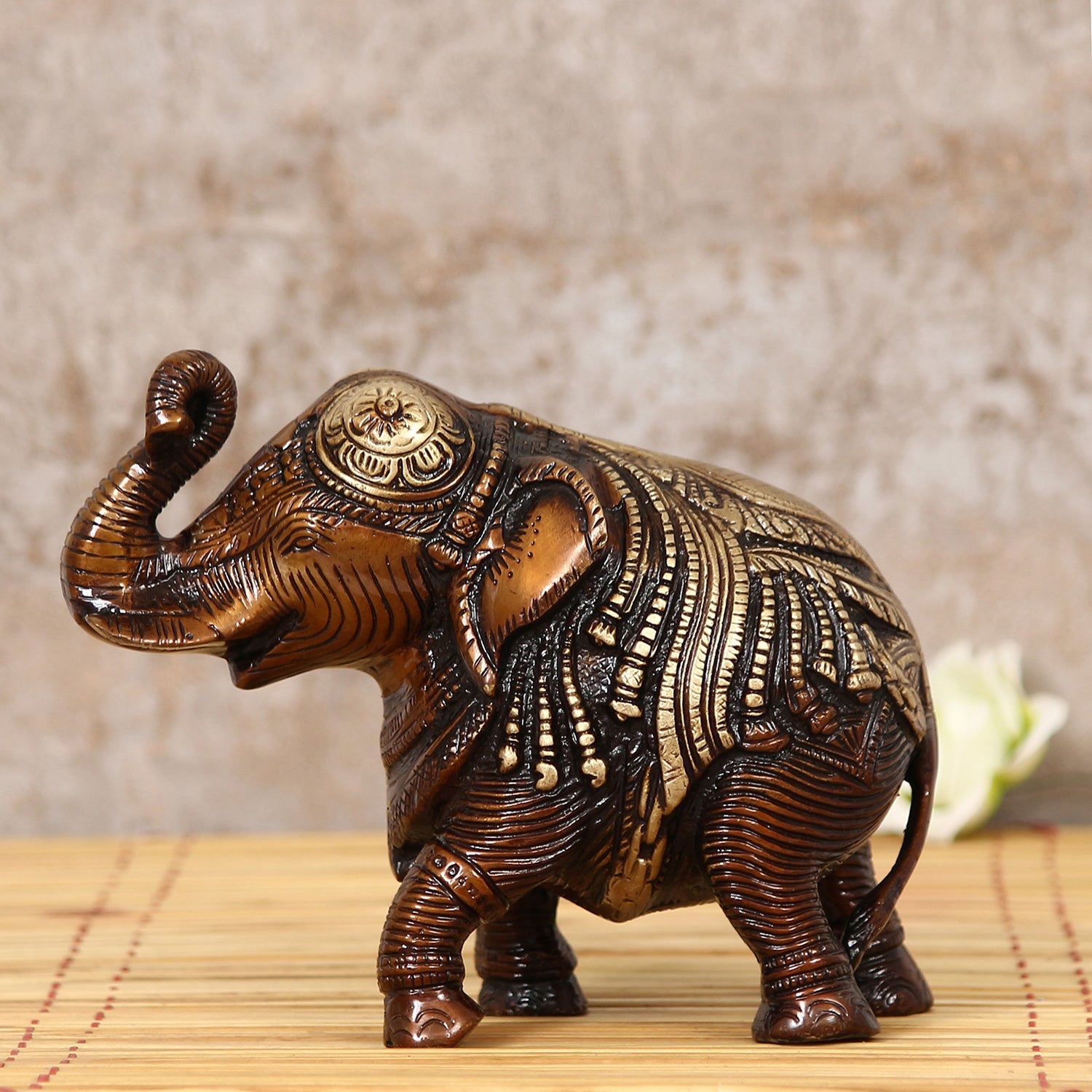 Brown Brass Antique Finish Decorative Elephant statue Animal Figurine Kafalo
