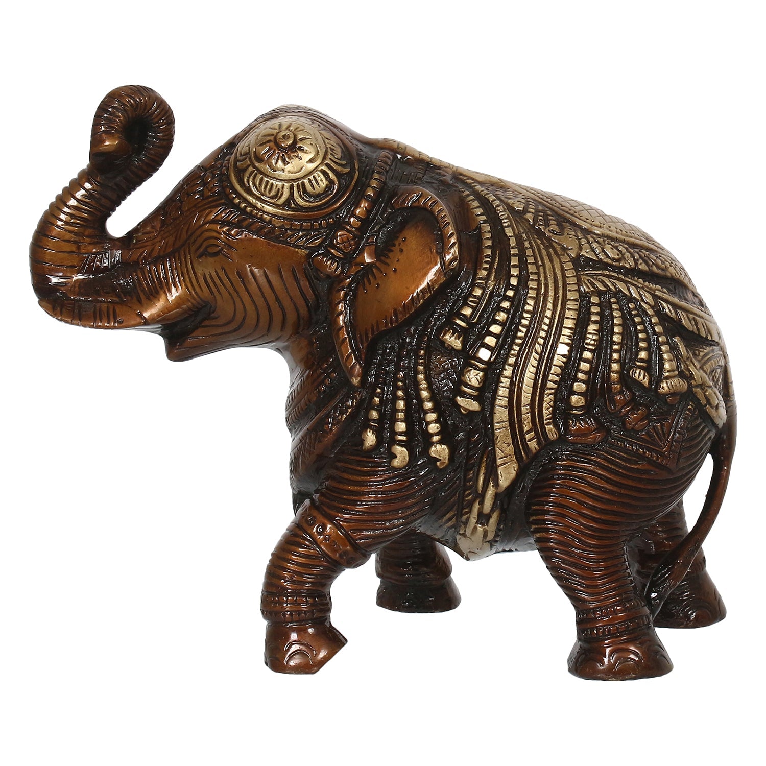 Brown Brass Antique Finish Decorative Elephant statue Animal Figurine Kafalo