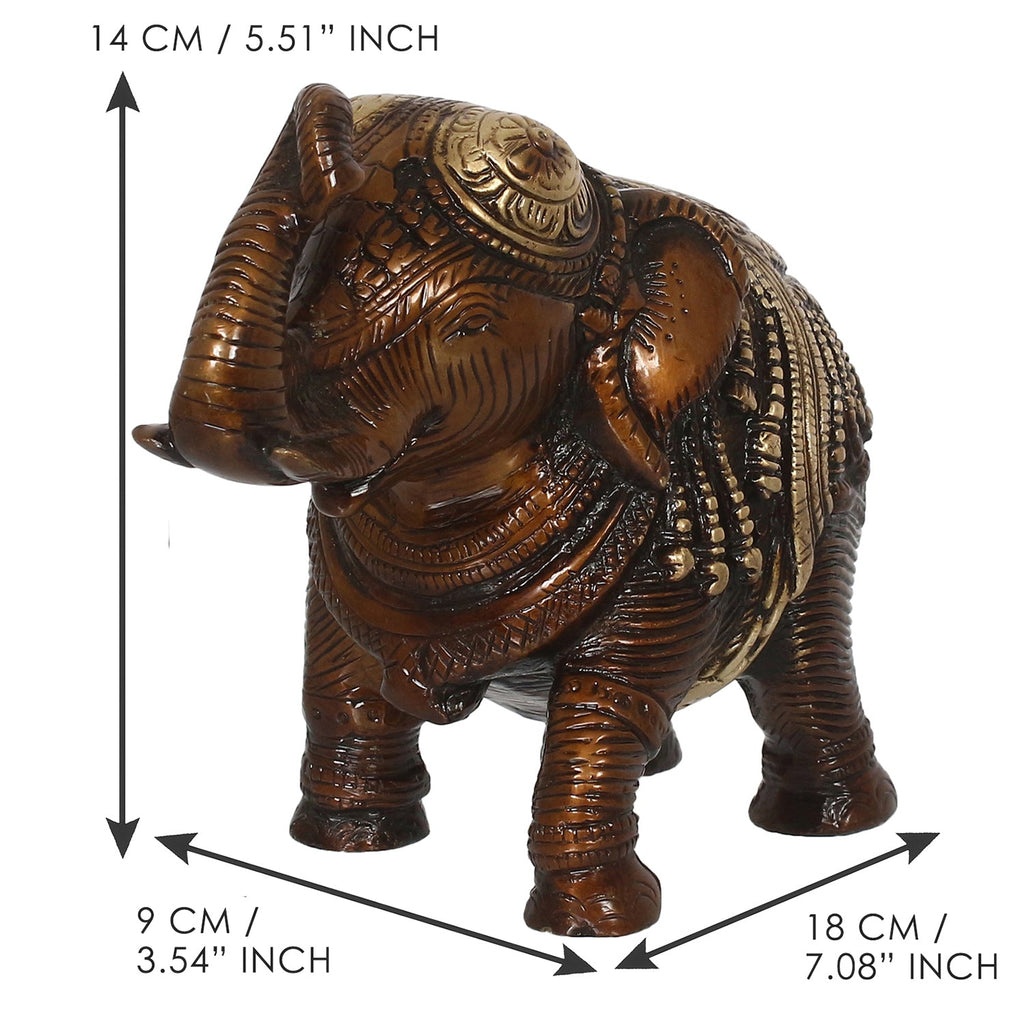 Brown Brass Antique Finish Decorative Elephant statue Animal Figurine Kafalo