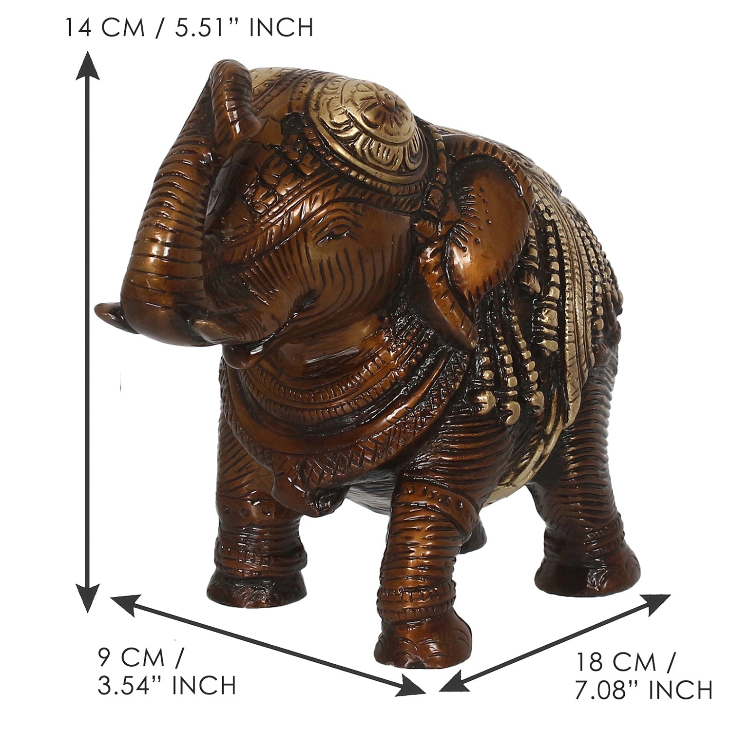 Brown Brass Antique Finish Decorative Elephant statue Animal Figurine Kafalo
