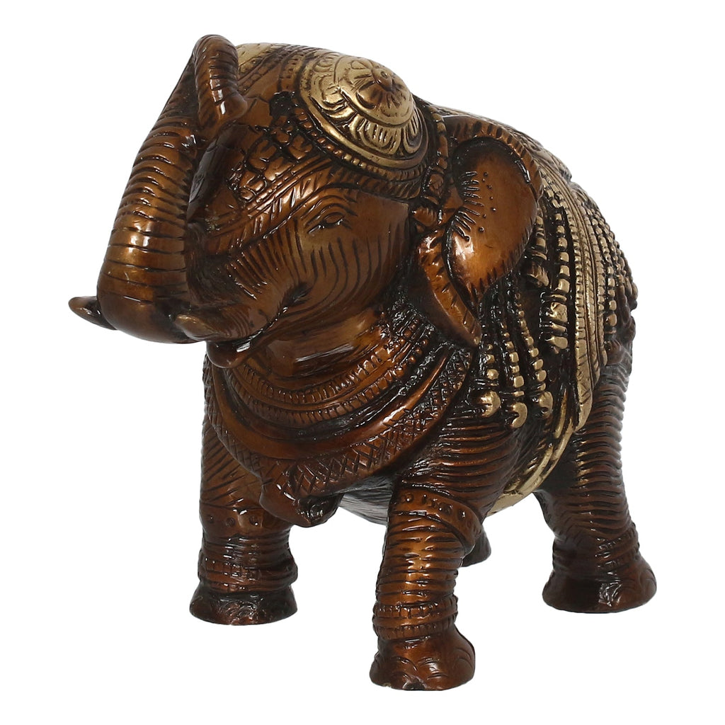 Brown Brass Antique Finish Decorative Elephant statue Animal Figurine Kafalo