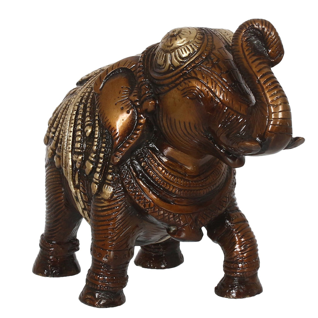 Brown Brass Antique Finish Decorative Elephant statue Animal Figurine Kafalo