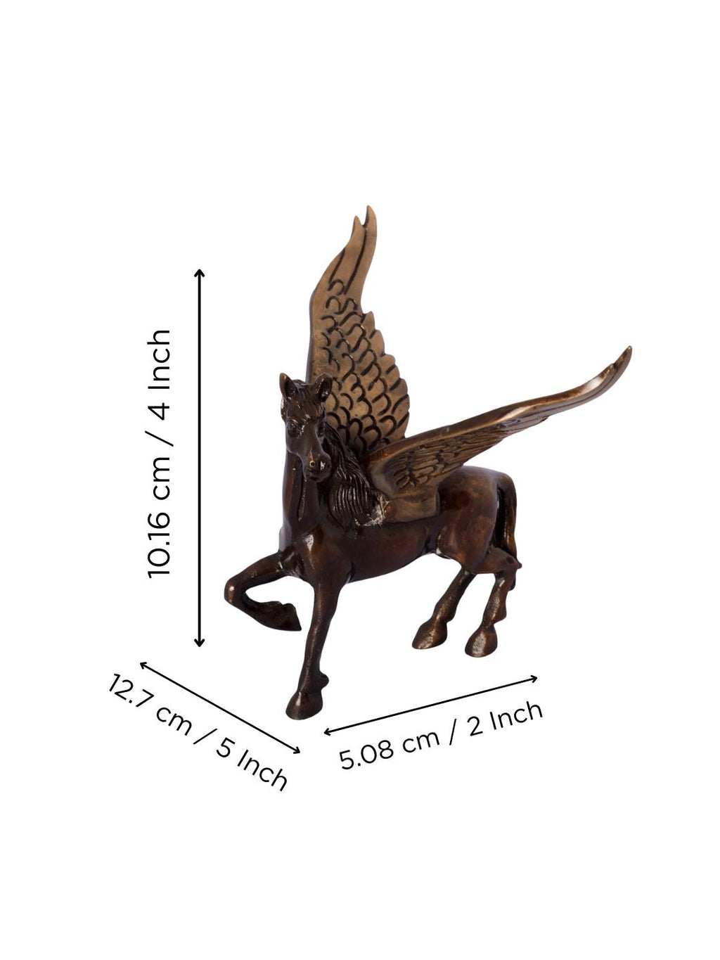 Brown and Black Brass Antique Finish Flying Angel Horse Showpiece Animal Figurines Kafalo