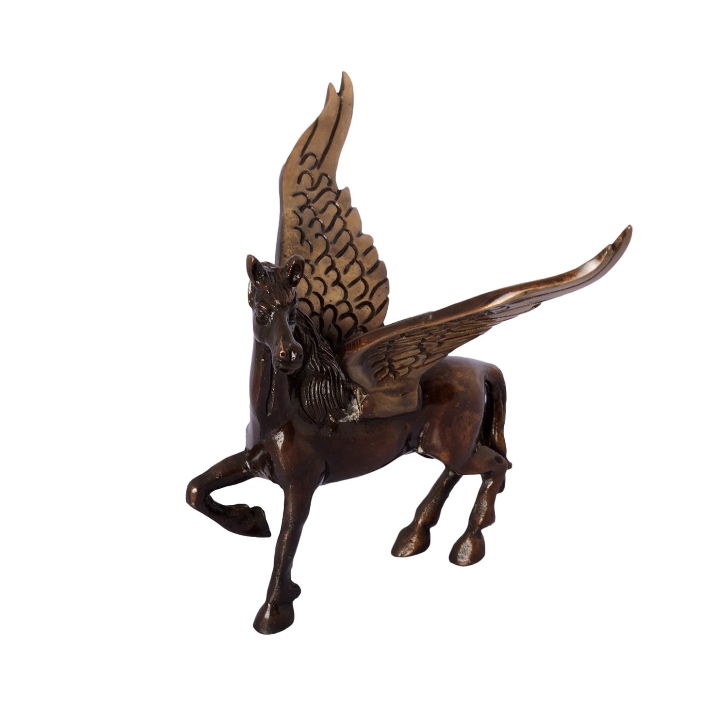 Brown and Black Brass Antique Finish Flying Angel Horse Showpiece Animal Figurines Kafalo