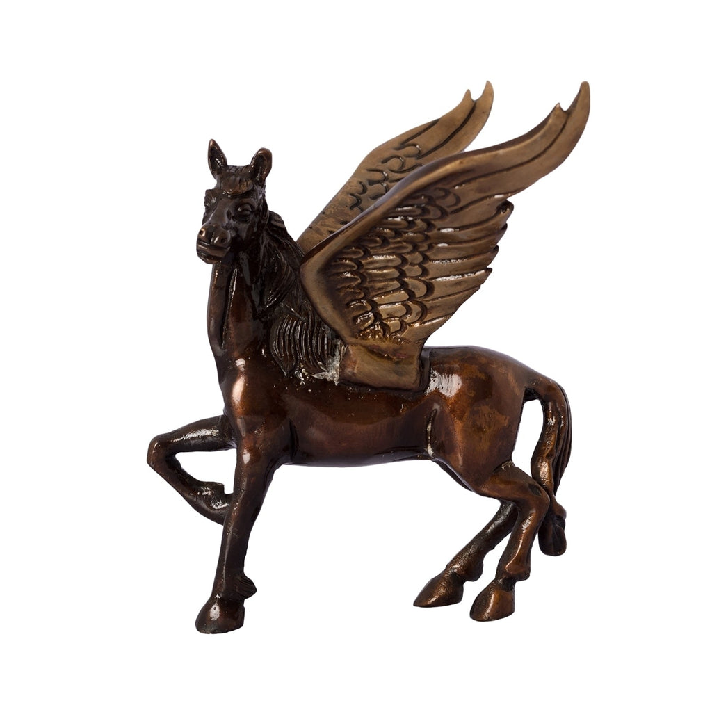 Brown and Black Brass Antique Finish Flying Angel Horse Showpiece Animal Figurines Kafalo