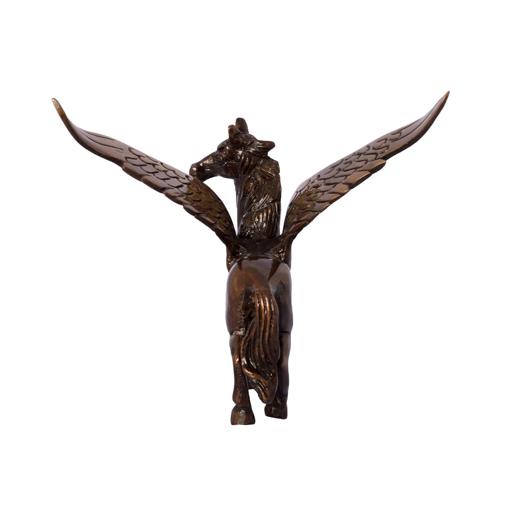 Brown and Black Brass Antique Finish Flying Angel Horse Showpiece Animal Figurines Kafalo
