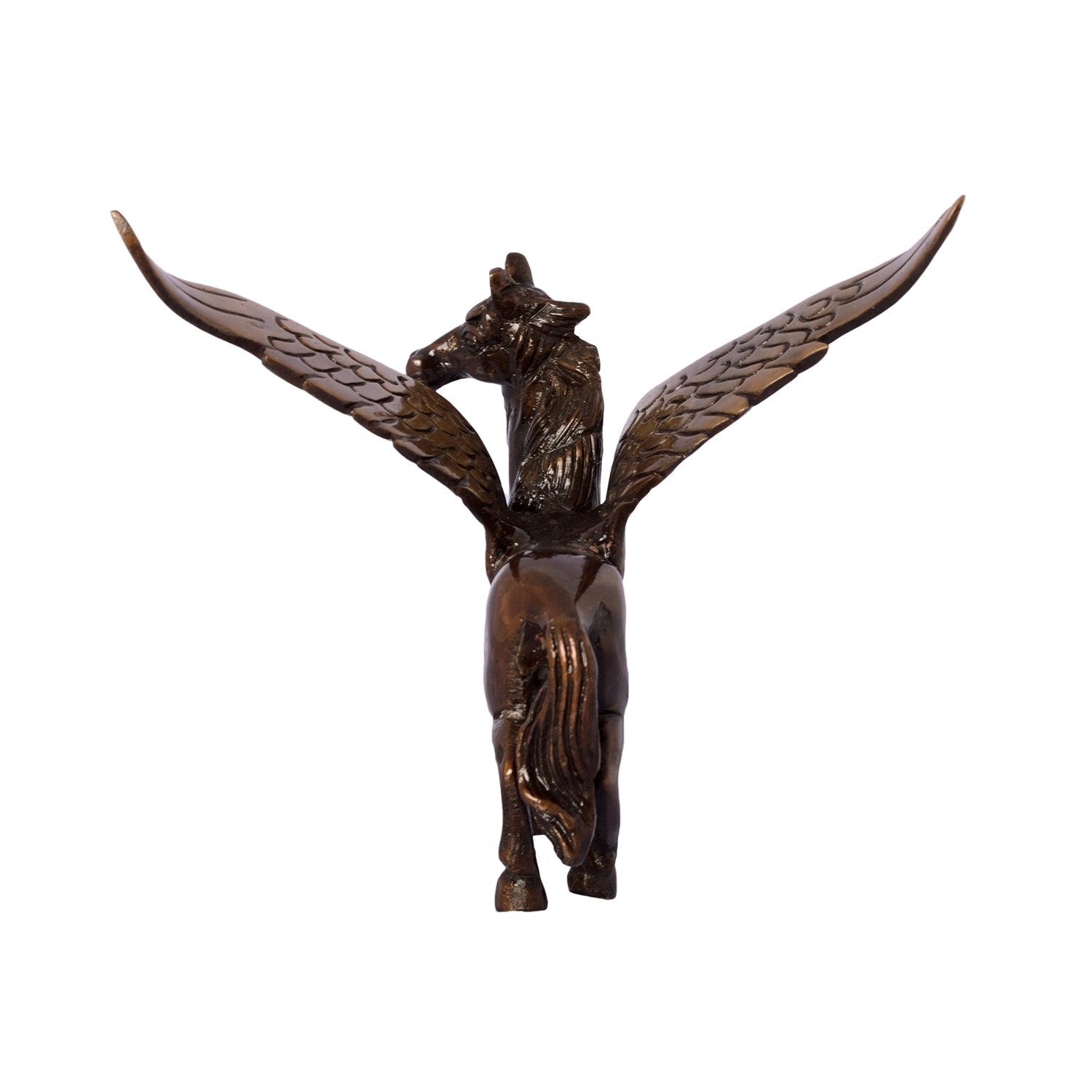 Brown and Black Brass Antique Finish Flying Angel Horse Showpiece Animal Figurines Kafalo