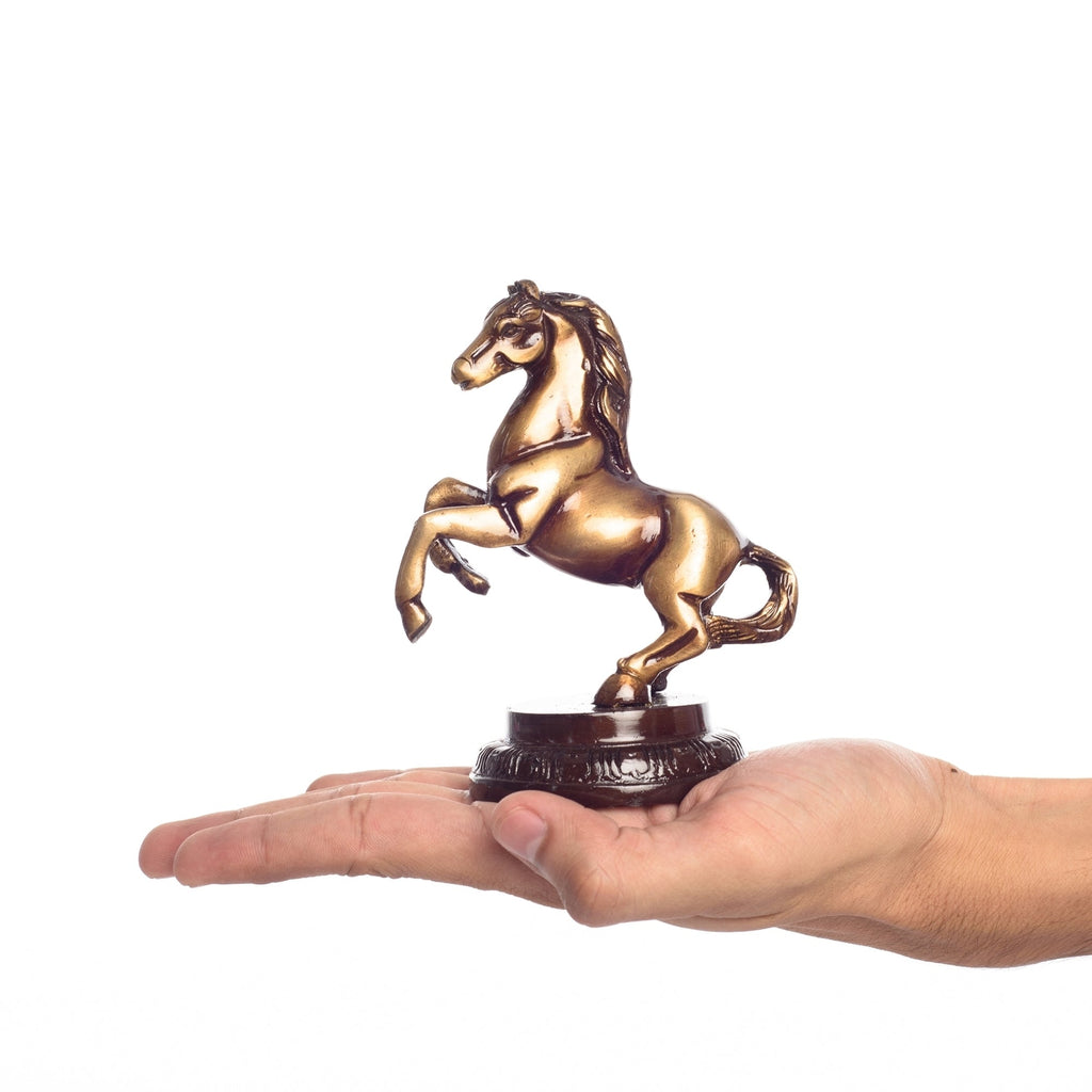 Brown Brass Horse Table Decor Showpiece Kafalo
