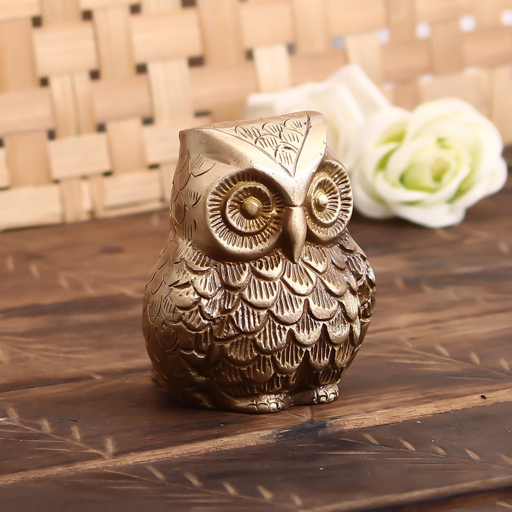 Decorative Brass Owl Showpiece Bird Figurine Kafalo