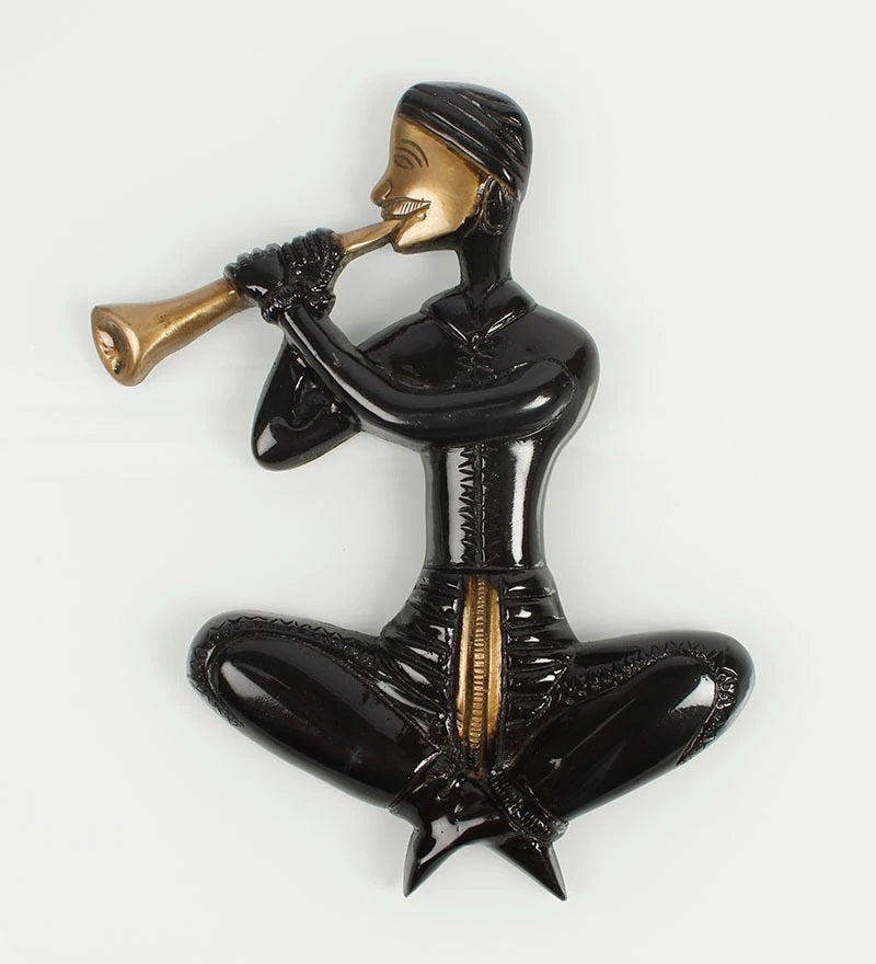 Brass Set Of 2 Jugalbandi Musicians Wall Hanging Kafalo