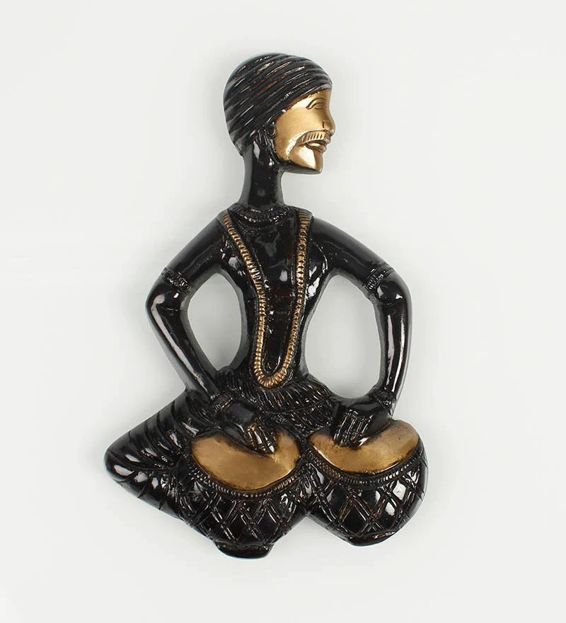 Brass Set Of 2 Jugalbandi Musicians Wall Hanging Kafalo