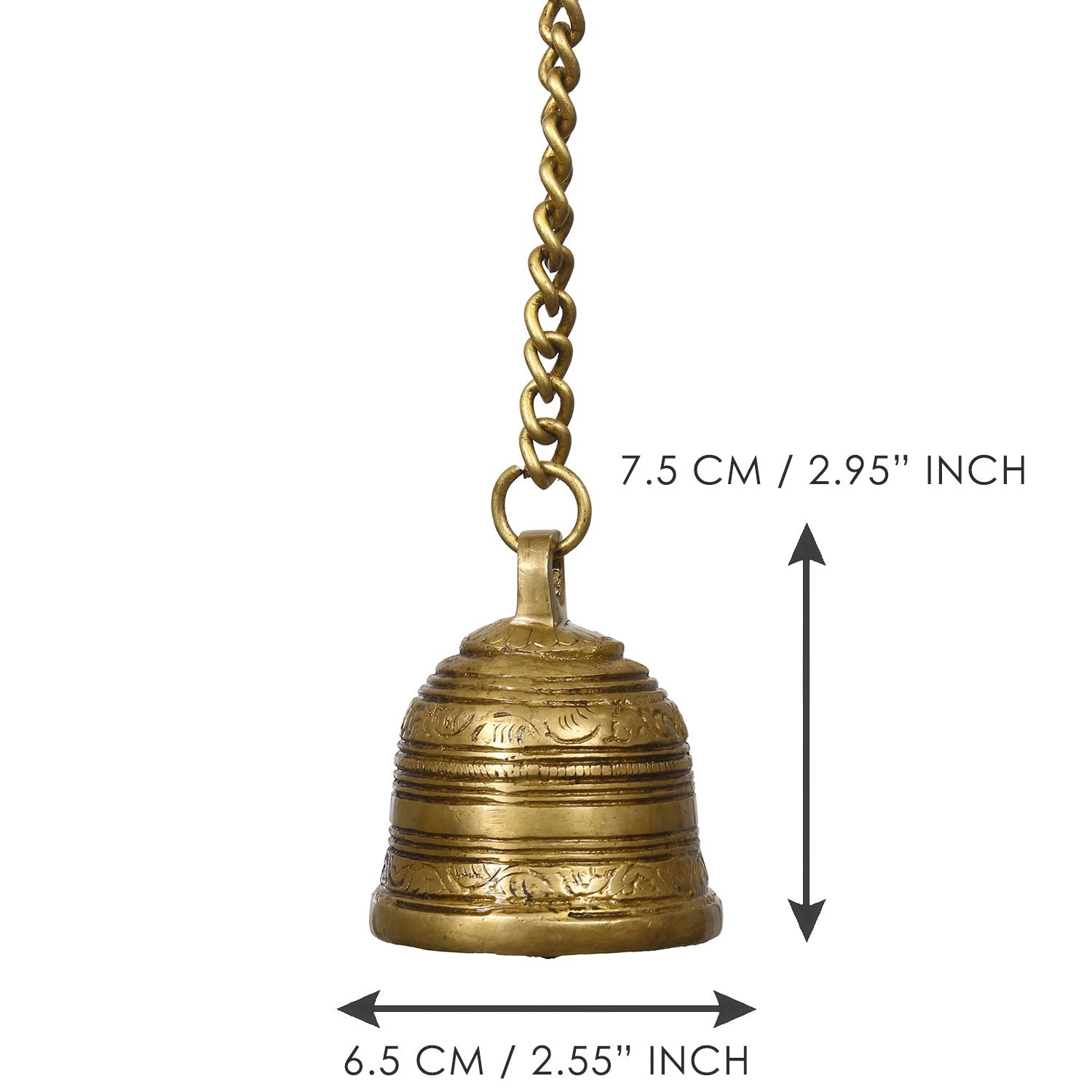 Golden Antique Finish Brass Hanging Bell For Home Temple Kafalo