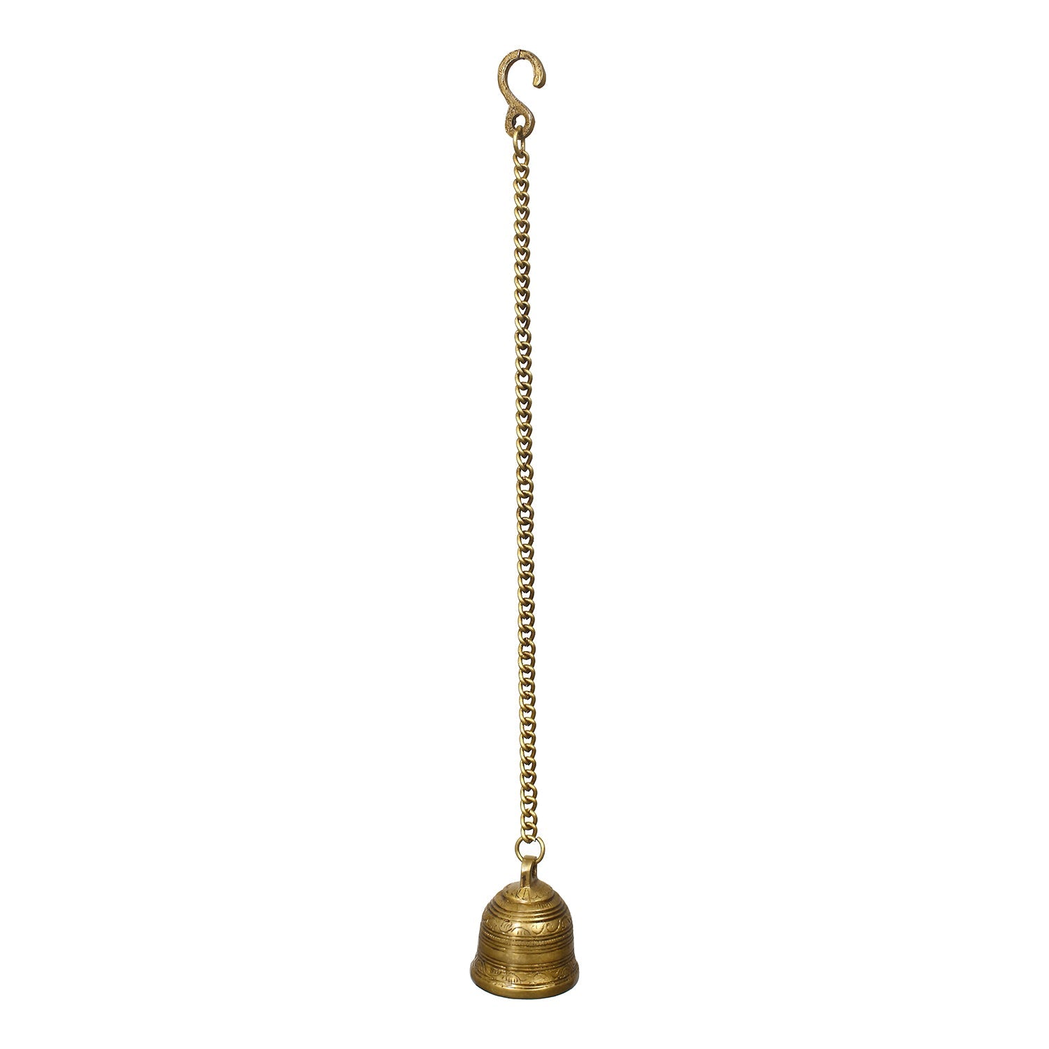 Golden Antique Finish Brass Hanging Bell For Home Temple Kafalo