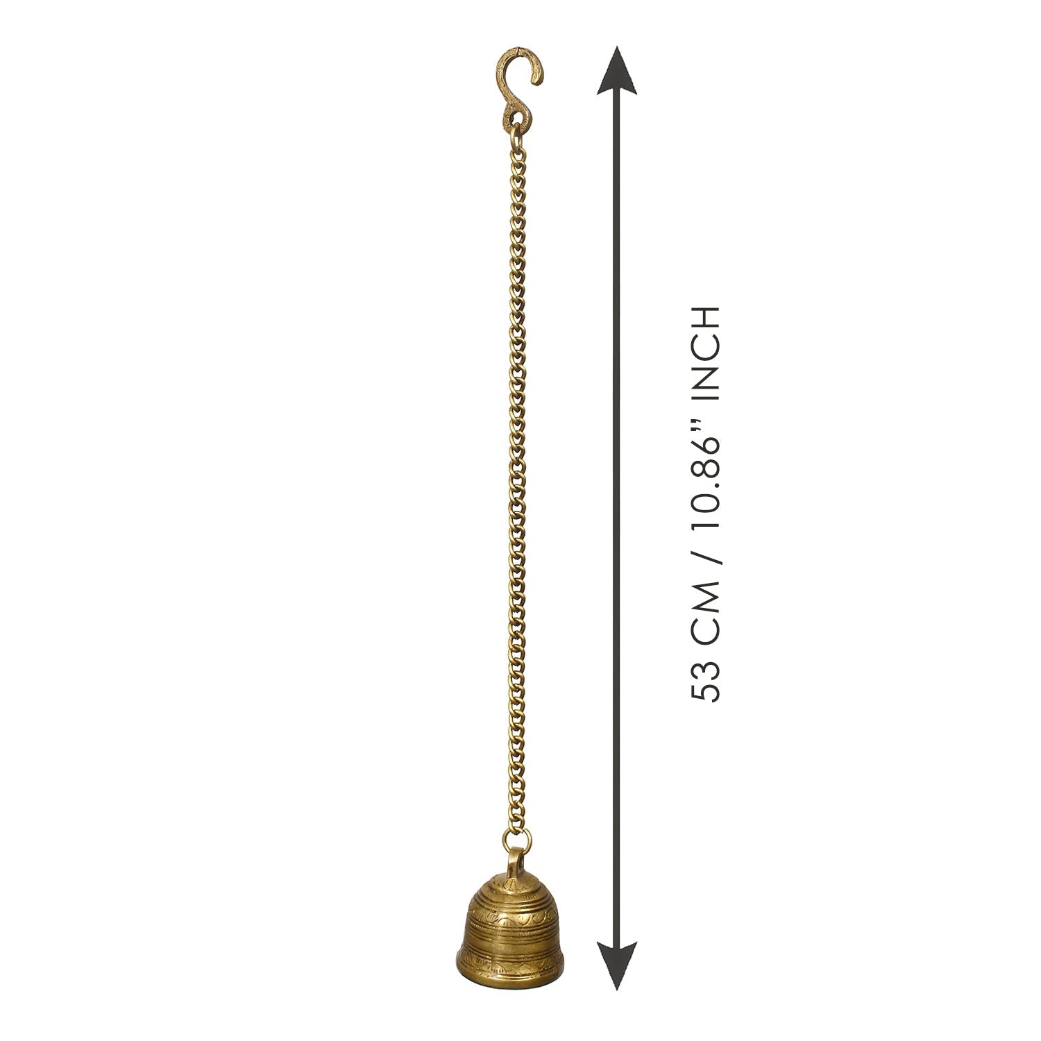 Golden Antique Finish Brass Hanging Bell For Home Temple Kafalo