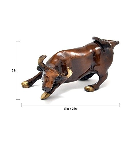 Brown Brass charging bull statue Animal Figurines Kafalo