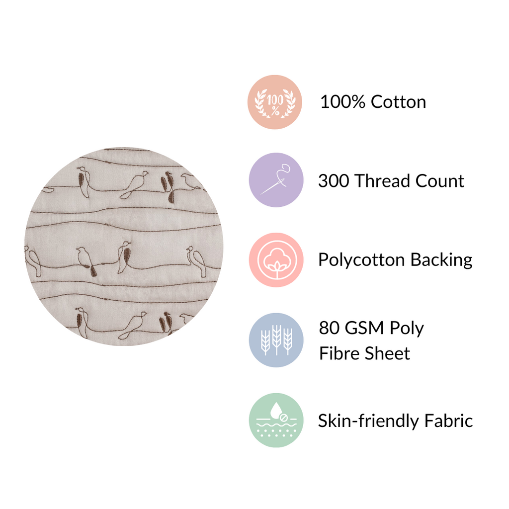 Cotton King Size Bed Cover Beige Nestasia