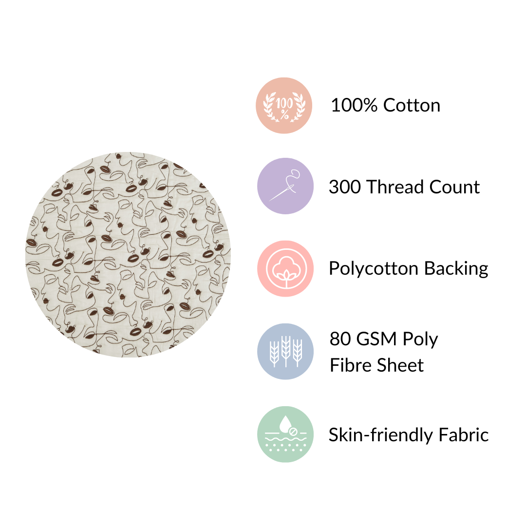 King Size Embroidered Cotton Bed Cover Off-White Nestasia