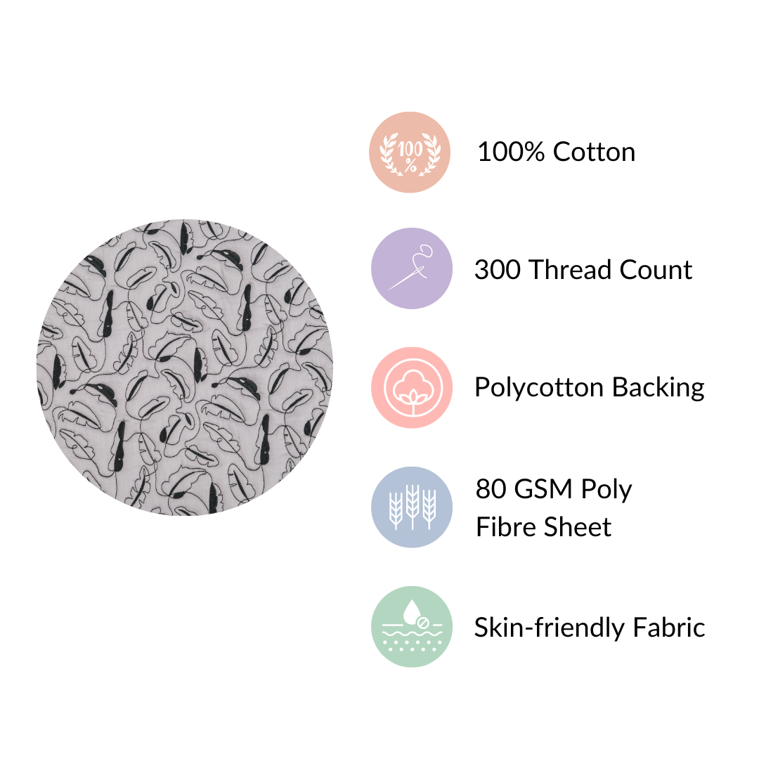 Designer King Size Bed Cover Grey Nestasia
