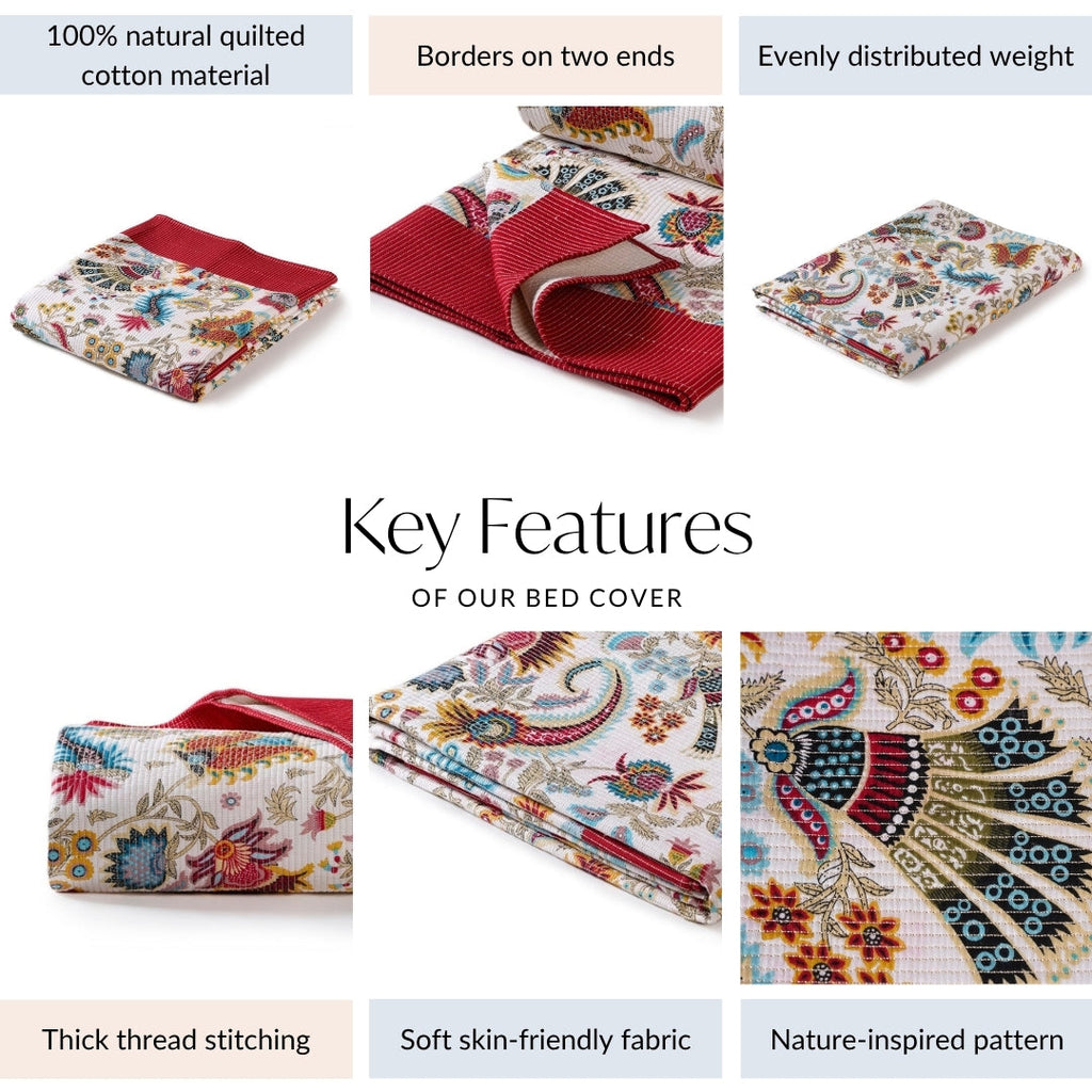 Ethnic Bloom Quilted Cotton Bedcover 250x230cm Nestasia