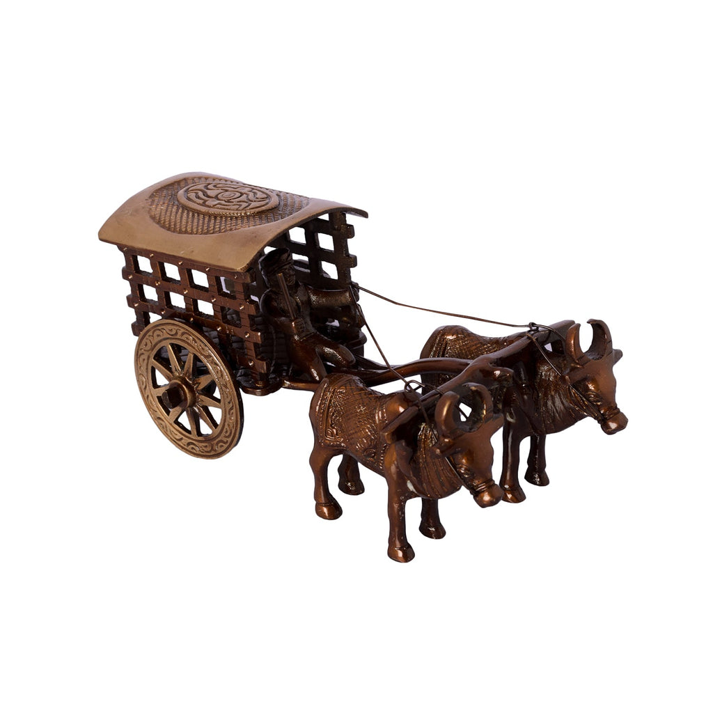 Brown Brass Antique Decorative Village Two Bulls Bullock Cart showpiece Kafalo