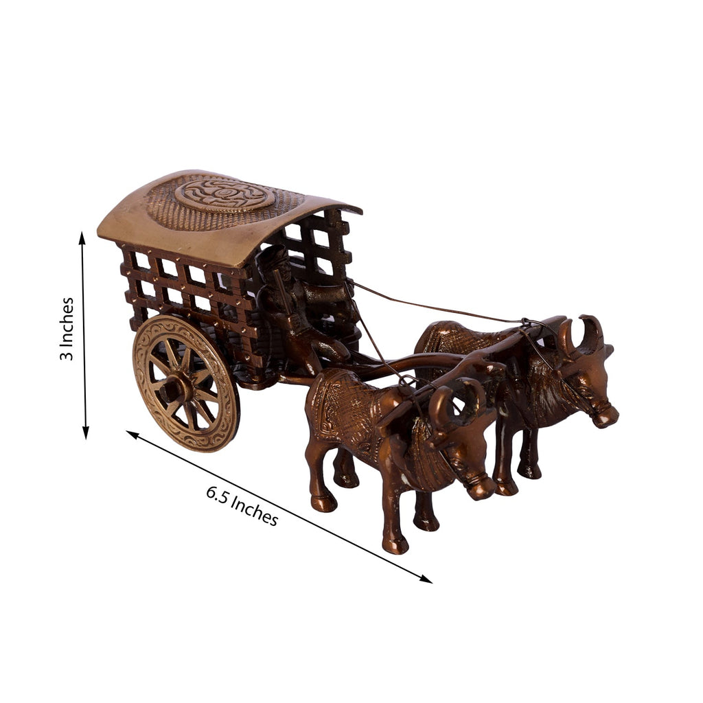 Brown Brass Antique Decorative Village Two Bulls Bullock Cart showpiece Kafalo