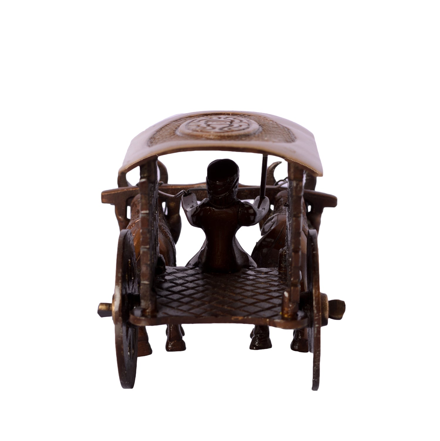 Brown Brass Antique Decorative Village Two Bulls Bullock Cart showpiece Kafalo