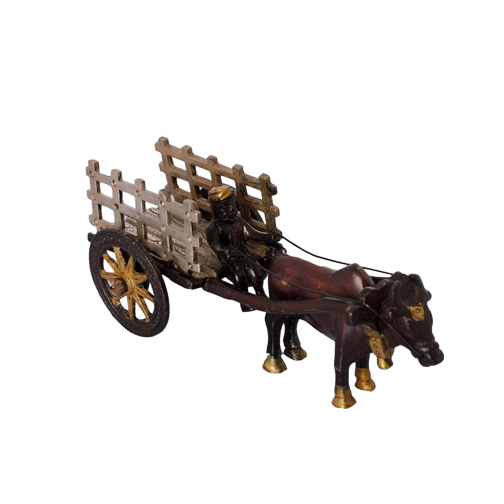Brown Brass Antique Decorative SINGLE BULL Bullock Cart showpiece Kafalo