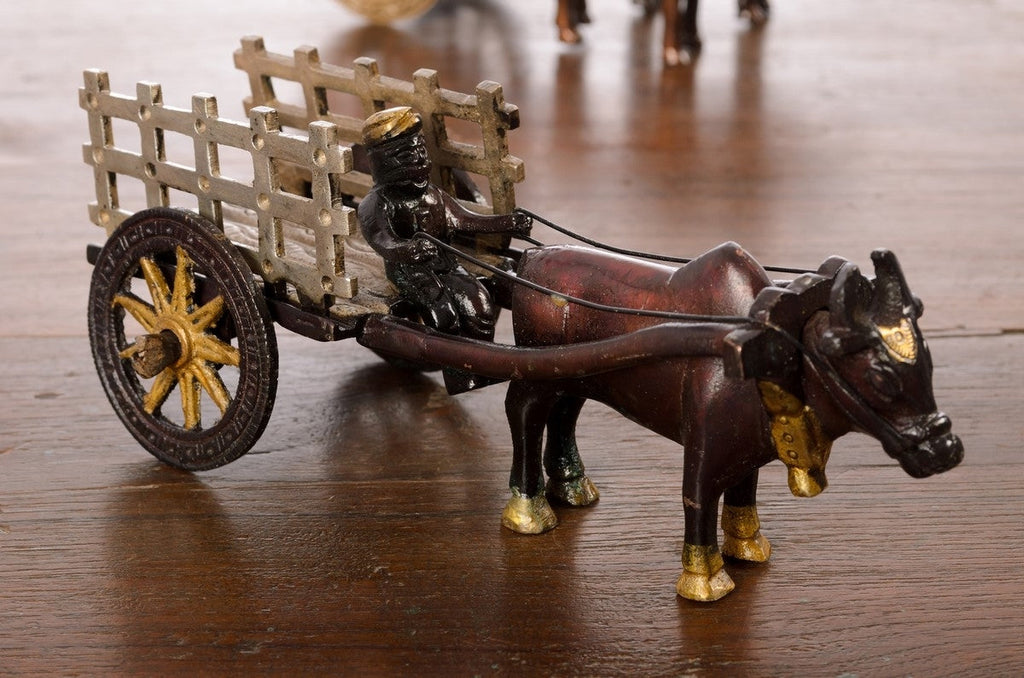 Brown Brass Antique Decorative SINGLE BULL Bullock Cart showpiece Kafalo