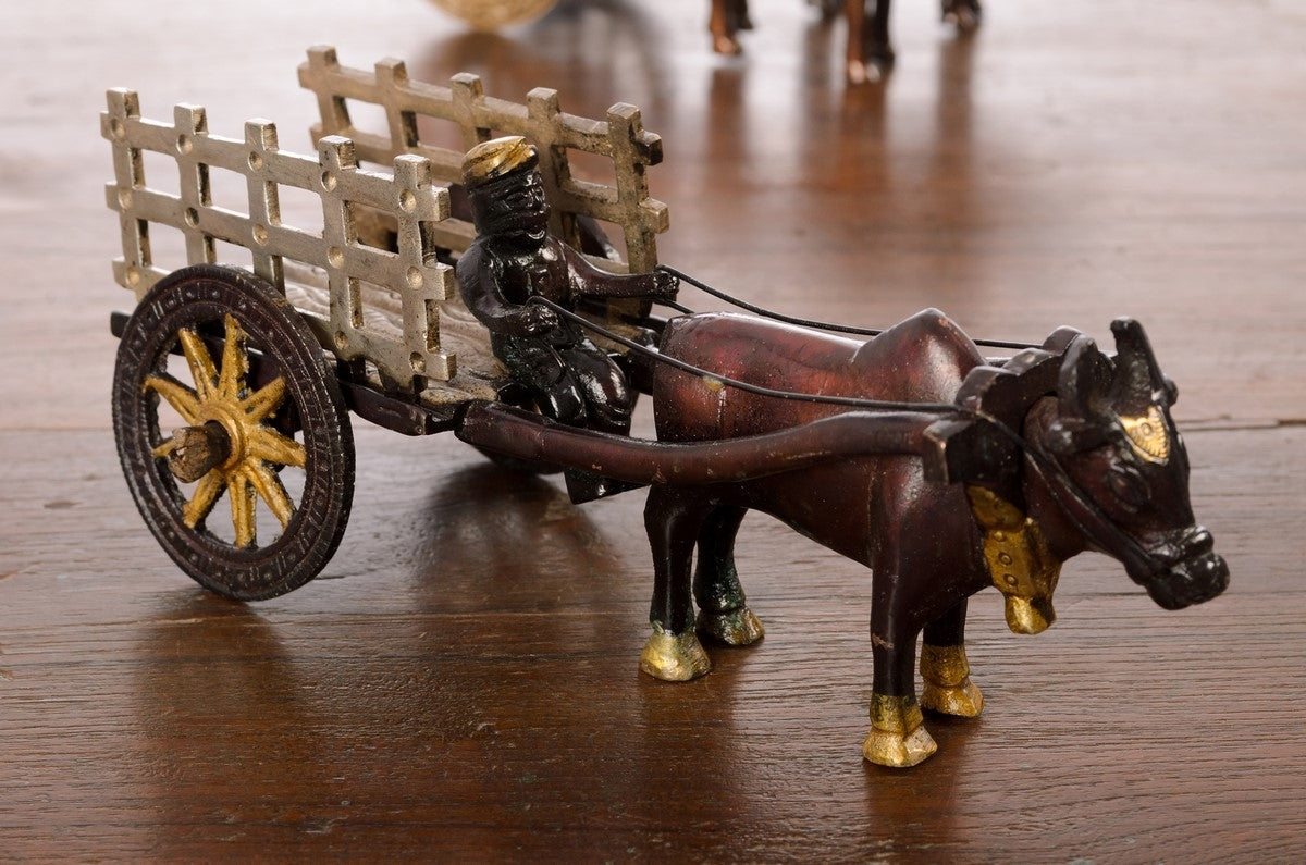 Brown Brass Antique Decorative SINGLE BULL Bullock Cart showpiece Kafalo