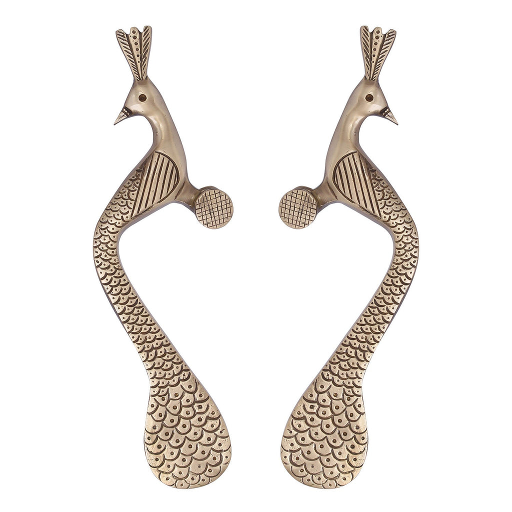 Set of 2 Peacock Shape Brass Door Handle Kafalo