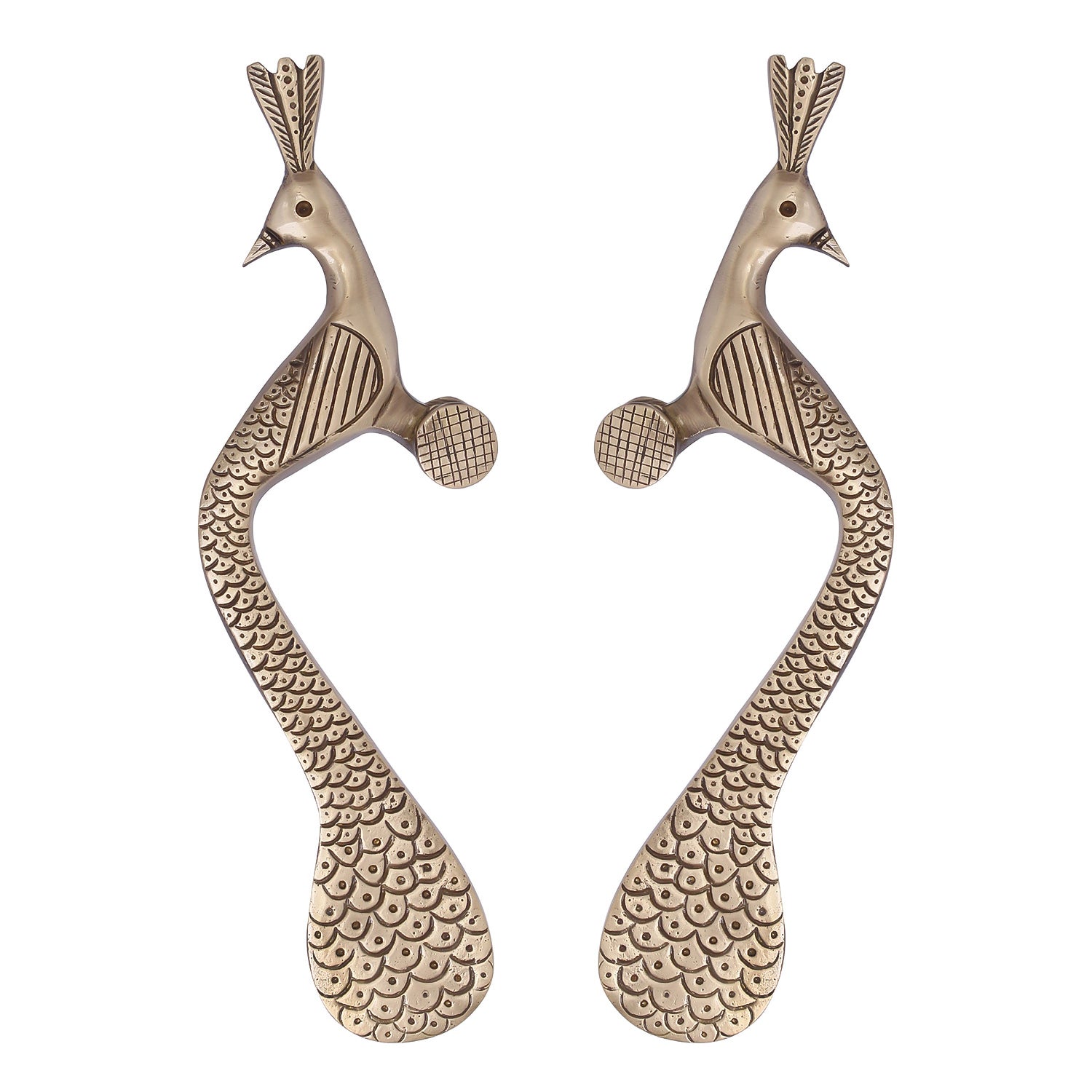 Set of 2 Peacock Shape Brass Door Handle Kafalo