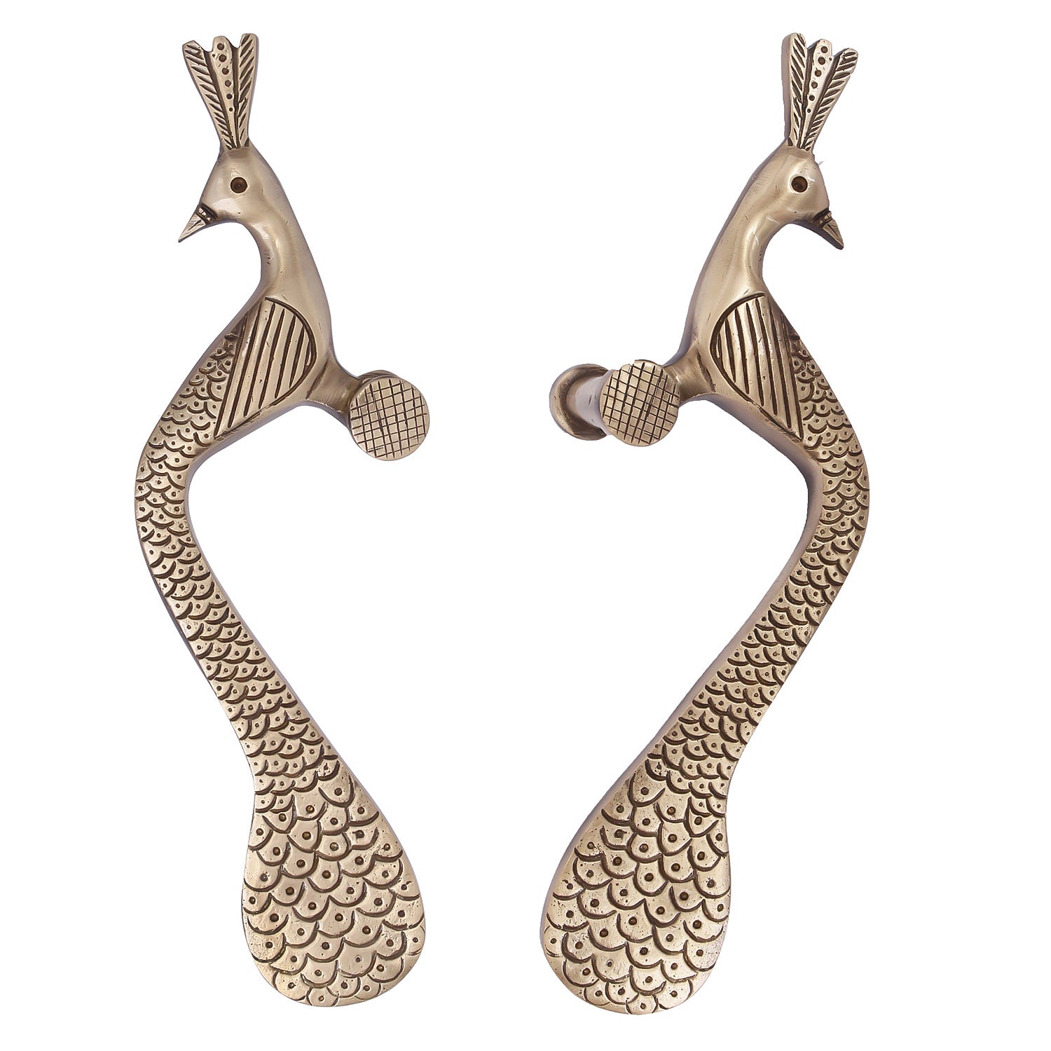 Set of 2 Peacock Shape Brass Door Handle Kafalo