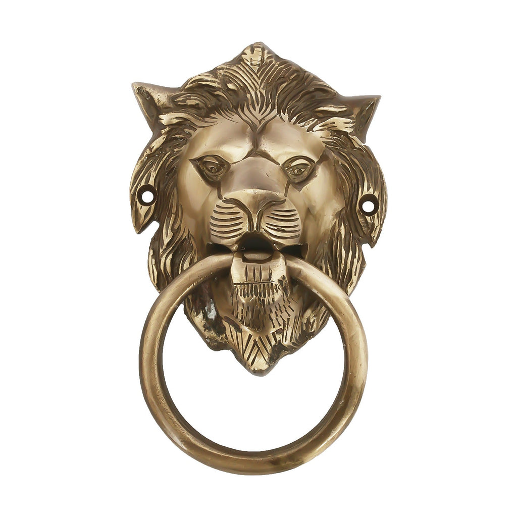 Golden Victorian Style Lion Shape Brass Door Knocker Kafalo