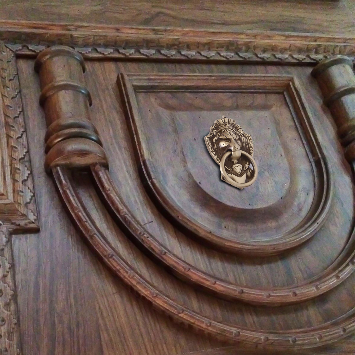 Golden Victorian Style Lion Shape Brass Door Knocker Kafalo