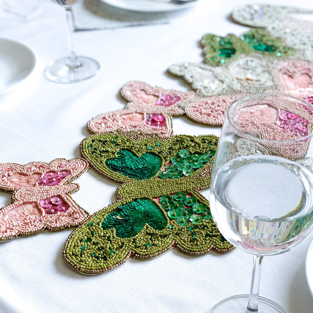 BEADS Butterfly Runner - Pink Green White Nestasia