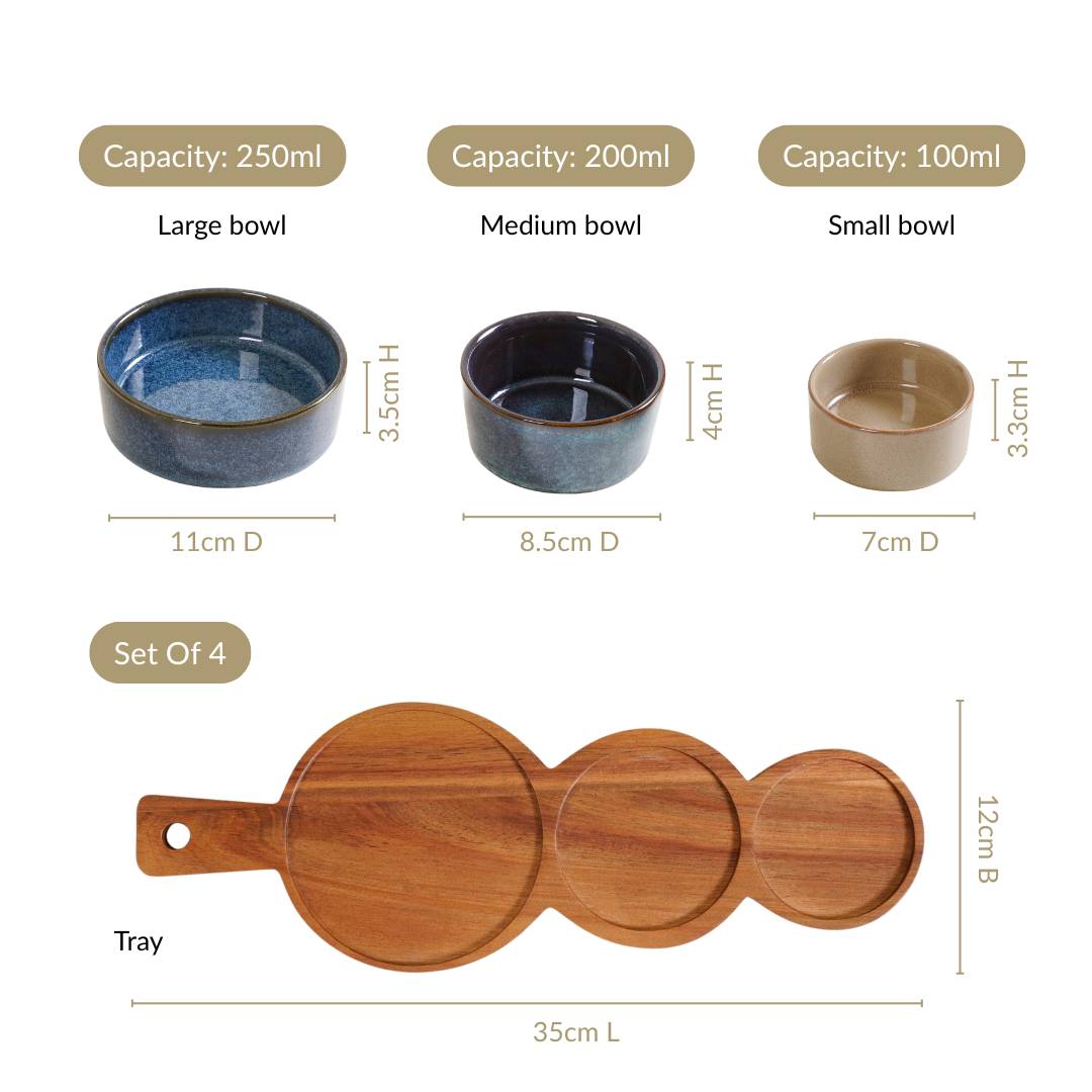 Stoneware Trio Serving Platter Set Of 4 Nestasia