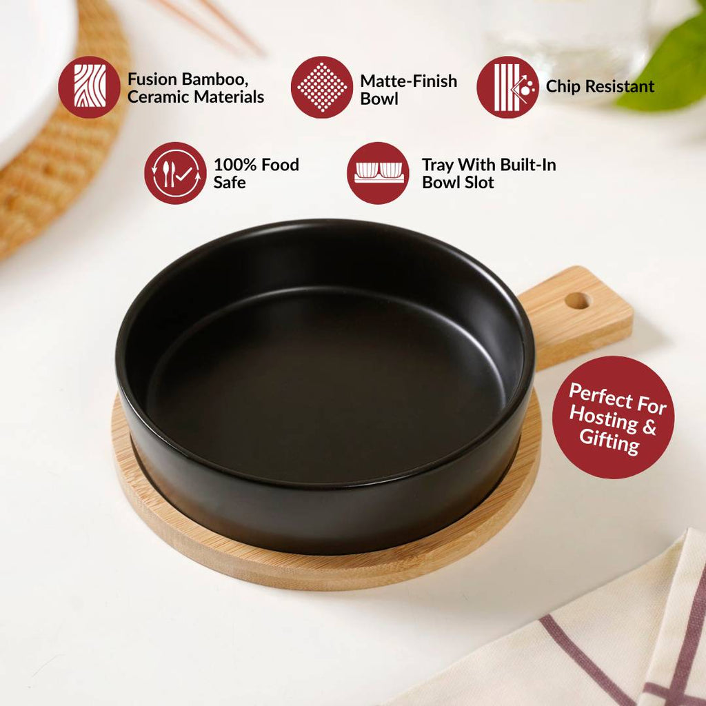 Bake And Serve Bowl Platter Set Of 2 Matte Black Nestasia