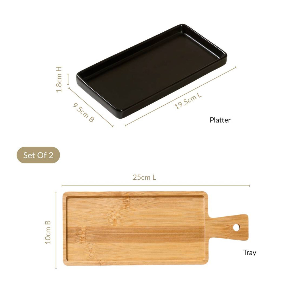 Appetizer Platter Set Of 2 Matte Black Nestasia