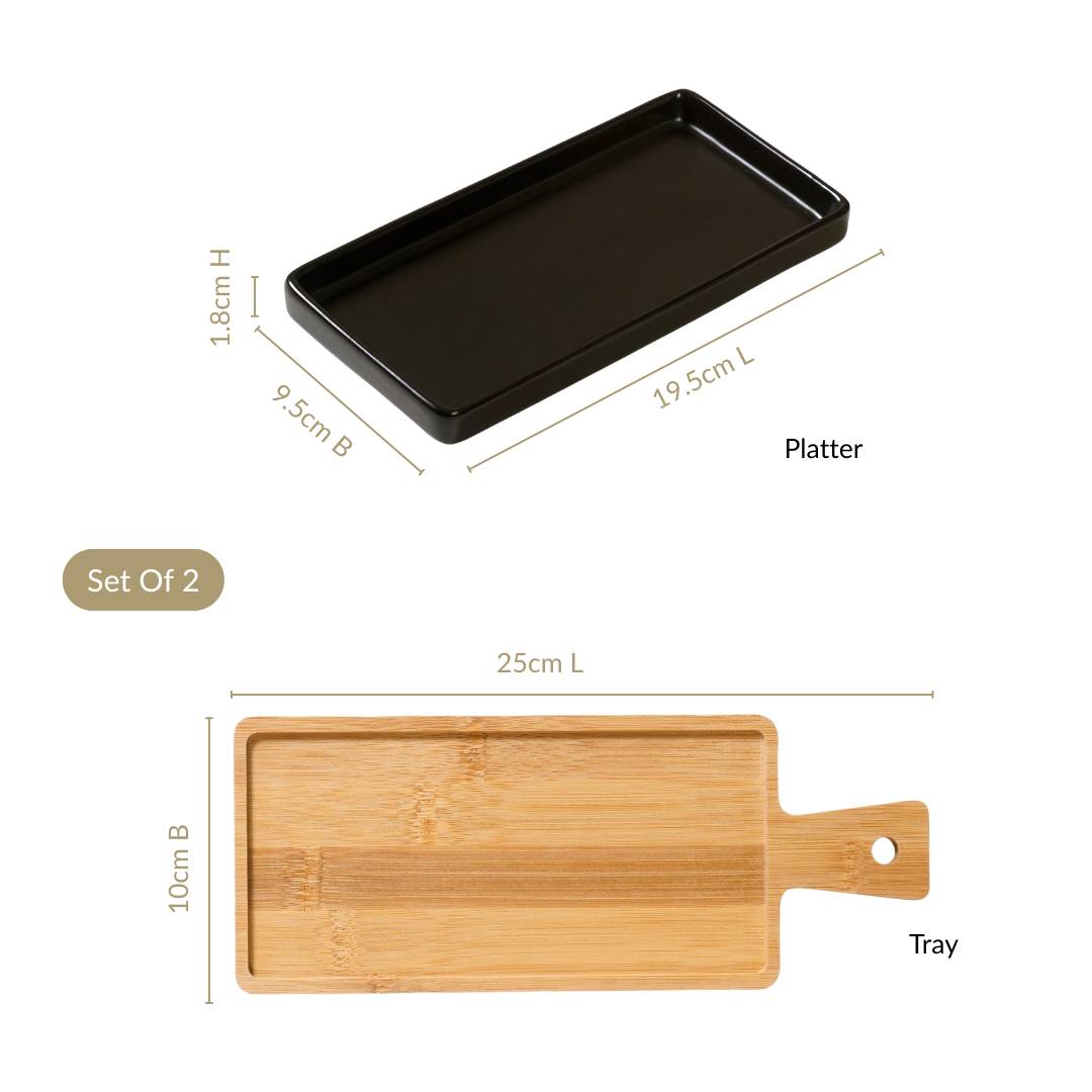 Appetizer Platter Set Of 2 Matte Black Nestasia