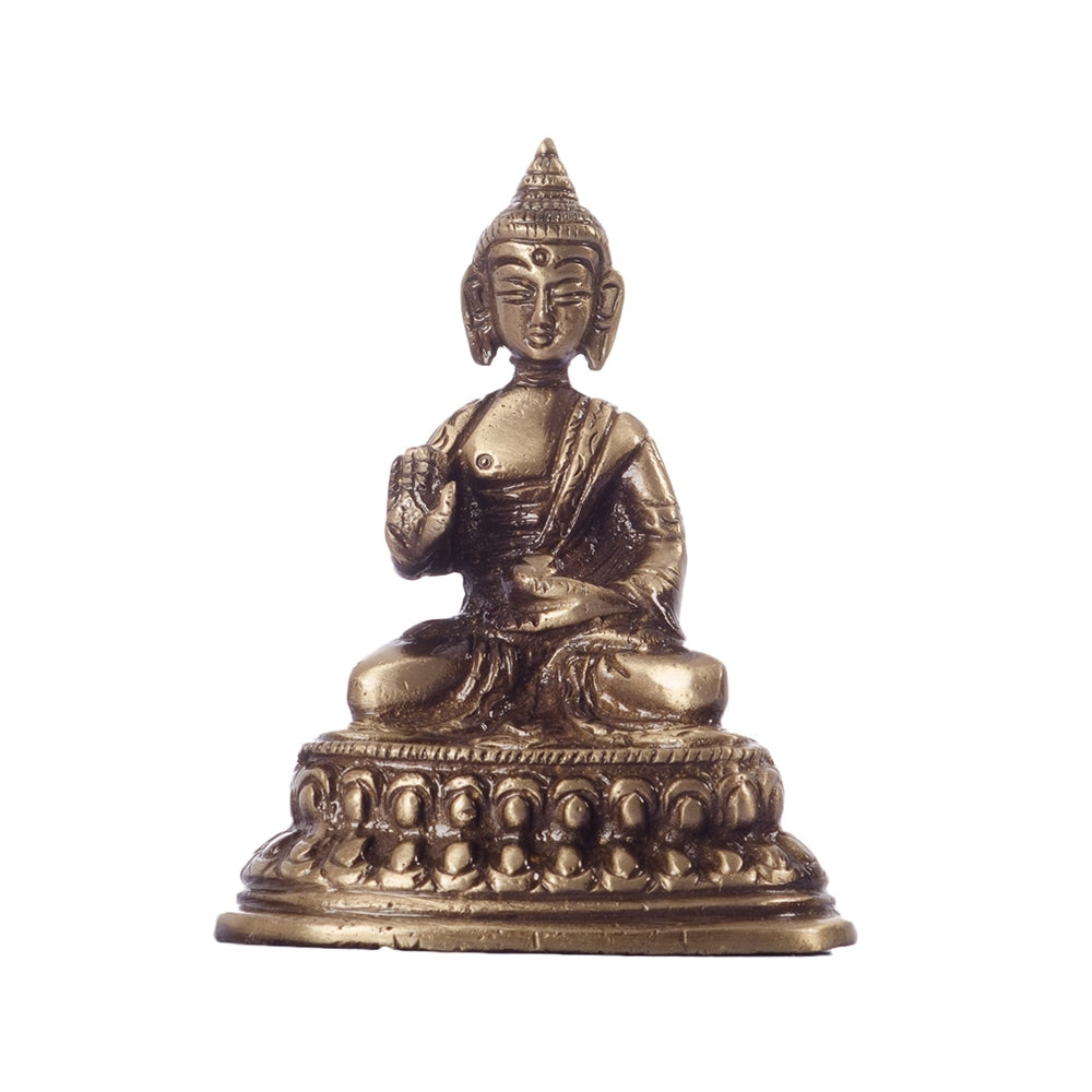 Golden Brass Meditating Buddha Statue Kafalo