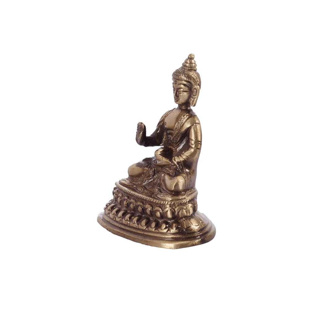 Golden Brass Meditating Buddha Statue Kafalo