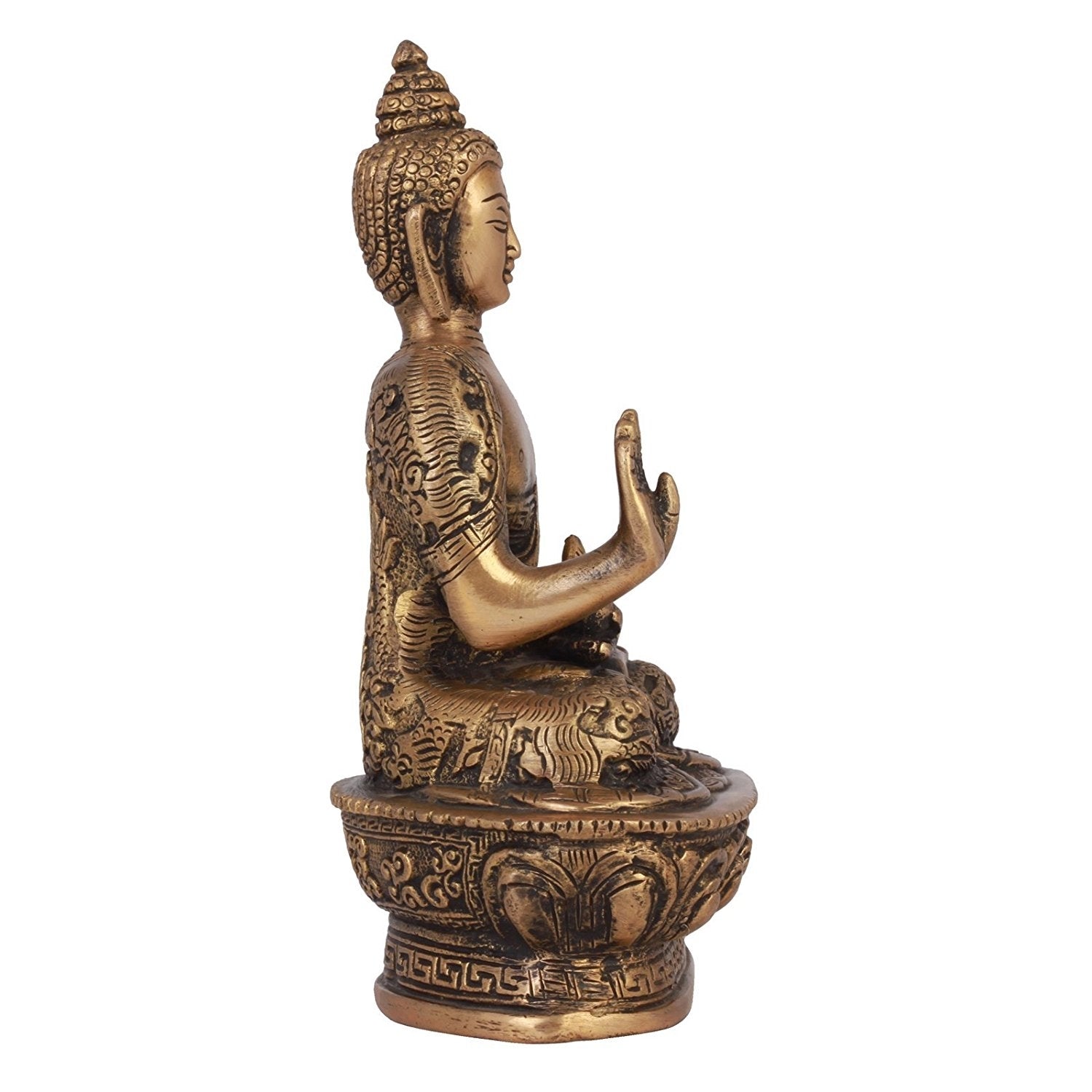 Golden and Brown Brass Premium Meditating Blessing Buddha Statue Kafalo